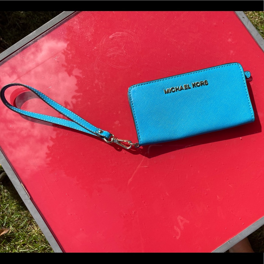 Bright Blue Michael Kors Wristlet/Wallet